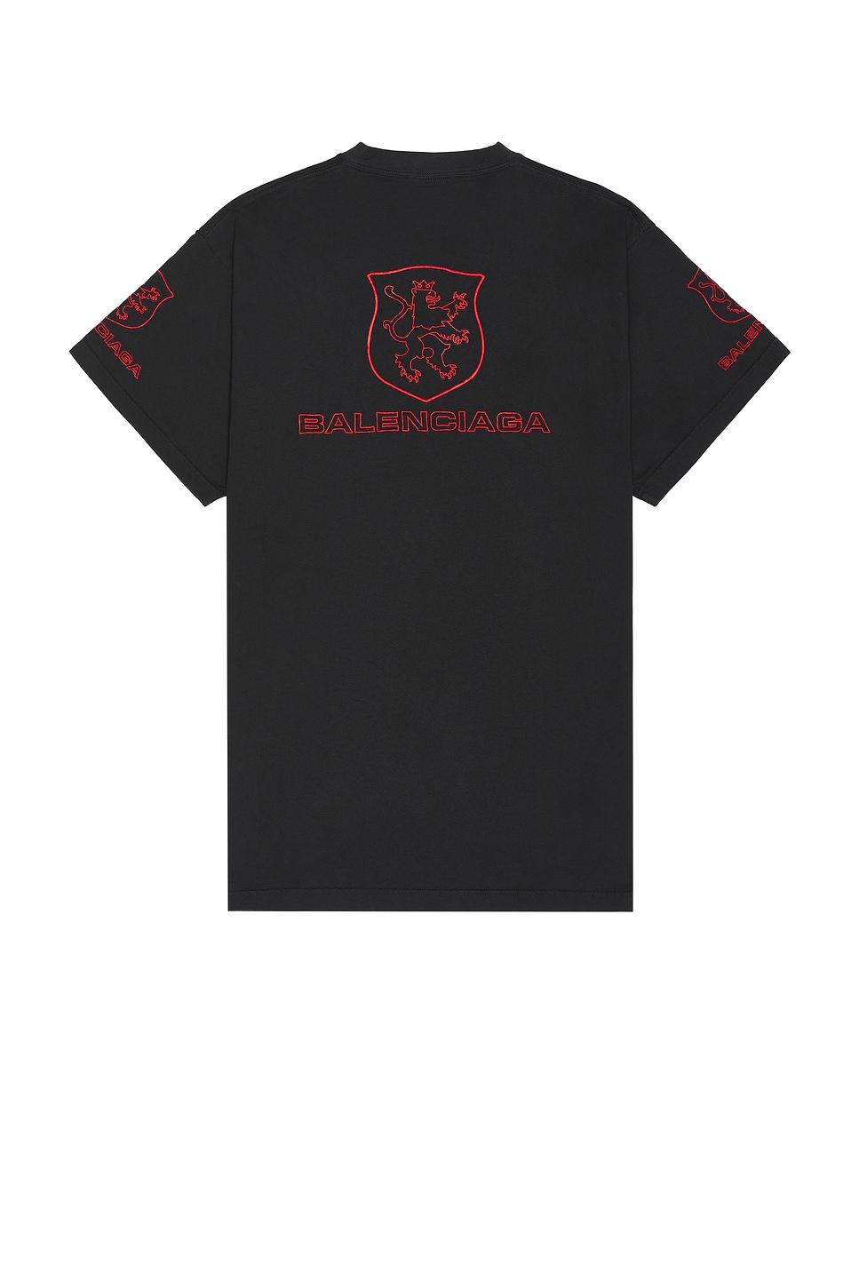 Balenciaga Crew Neck Short Sleeves In Washed Black & Red