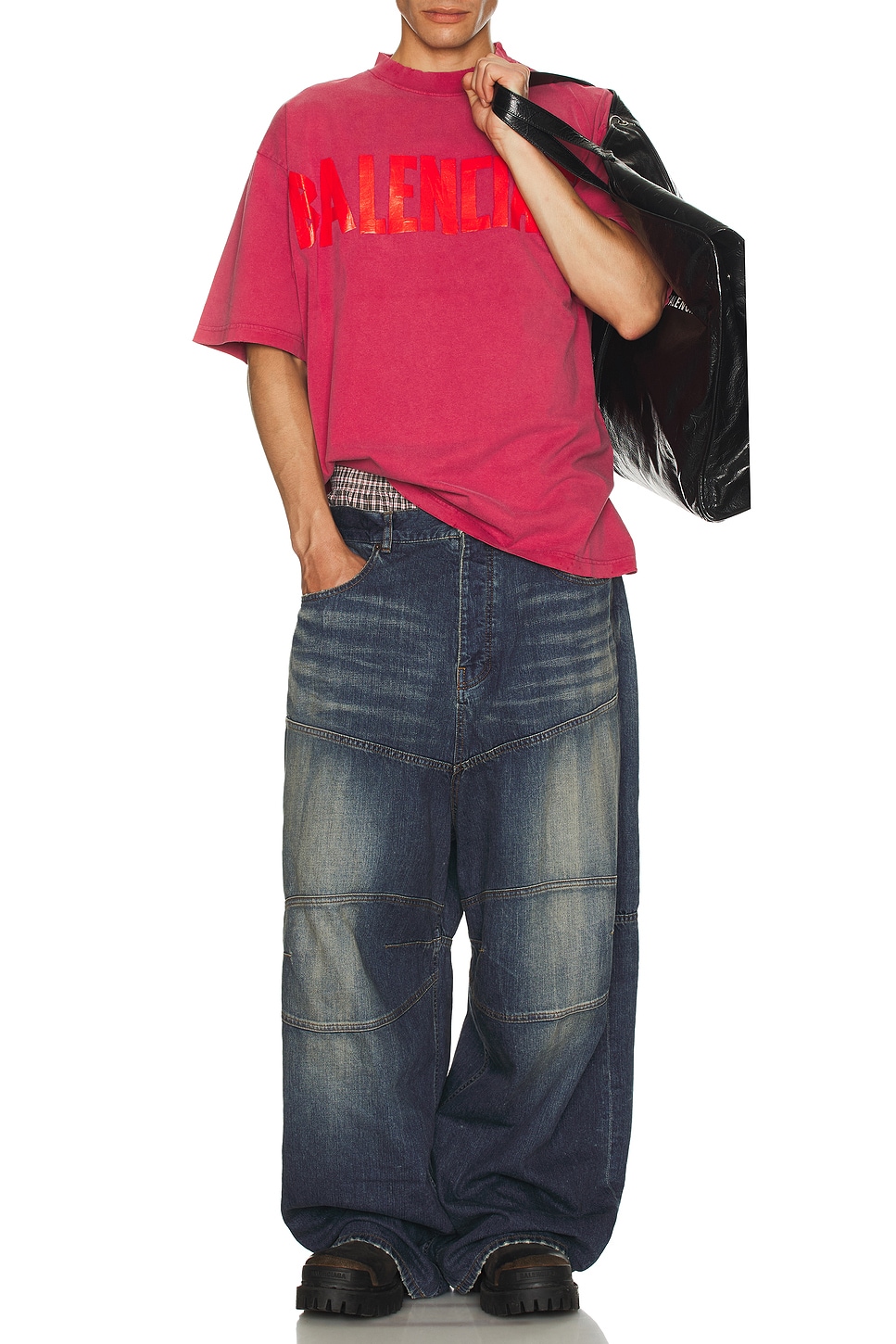 Image 1 of Balenciaga Medium Fit Short Sleeve Tee in Raspberry