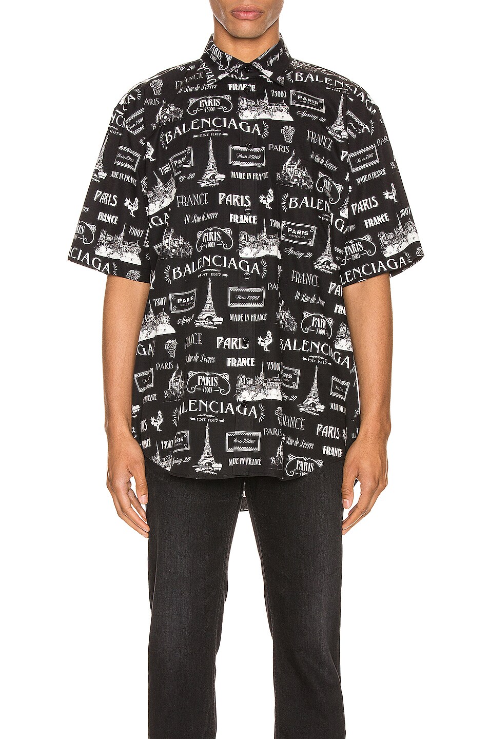 Image 1 of Balenciaga Short Sleeve Normal Fit Shirt in Black & White