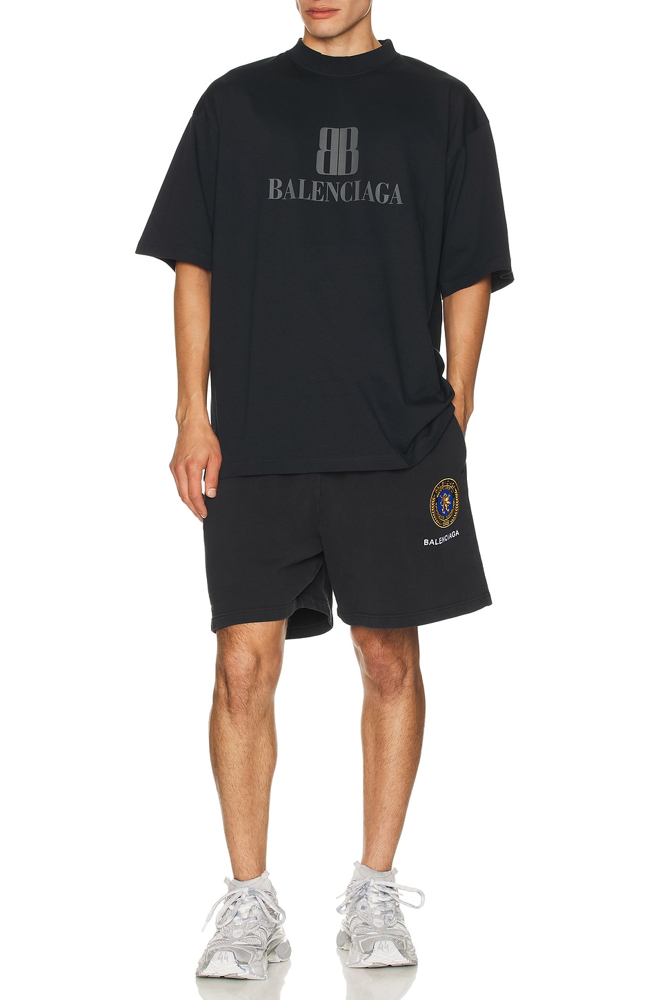 Image 1 of Balenciaga B Logo Tee in Faded Black