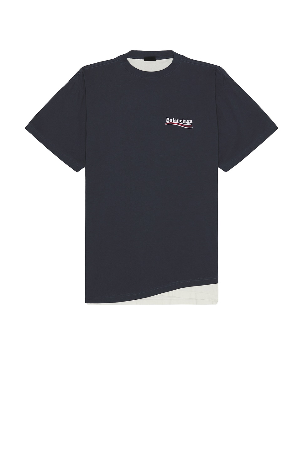 Image 1 of Balenciaga Double Tee in Marine Blue, White, & Red