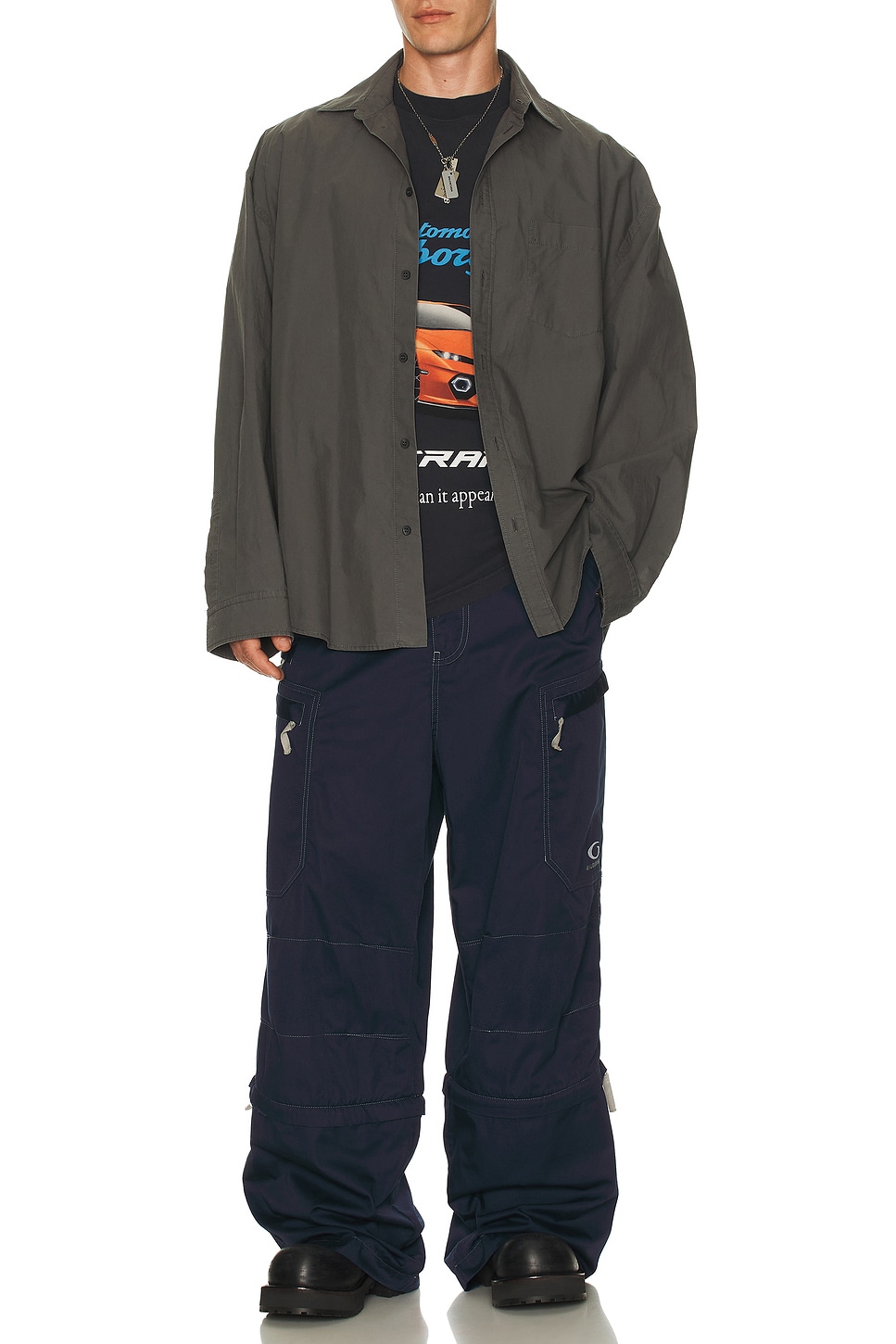 Image 1 of Balenciaga x Lamborghini Long Sleeve Layered Shirt in Elephant Grey