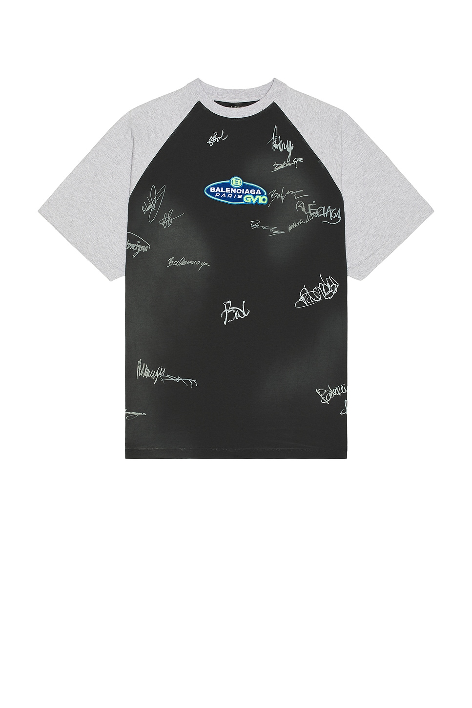 Image 1 of Balenciaga Raglan Oversized Tee in Washed Black