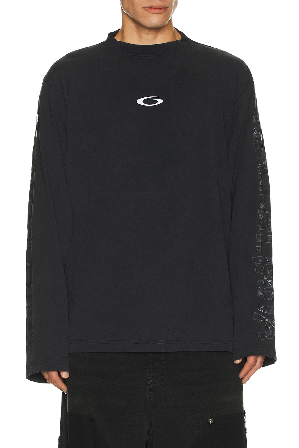 Image 1 of Balenciaga Shifted Og Long Sleeve Tee in Faded Washed Black & White