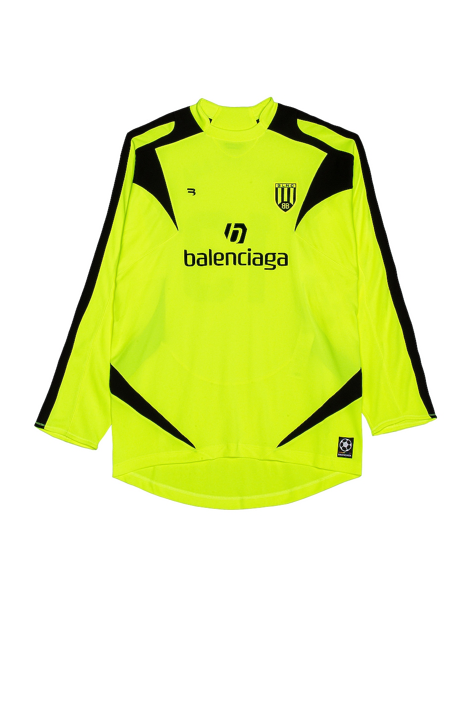 Image 1 of Balenciaga Long Sleeve Soccer T-Shirt in Fluo Yellow & Black
