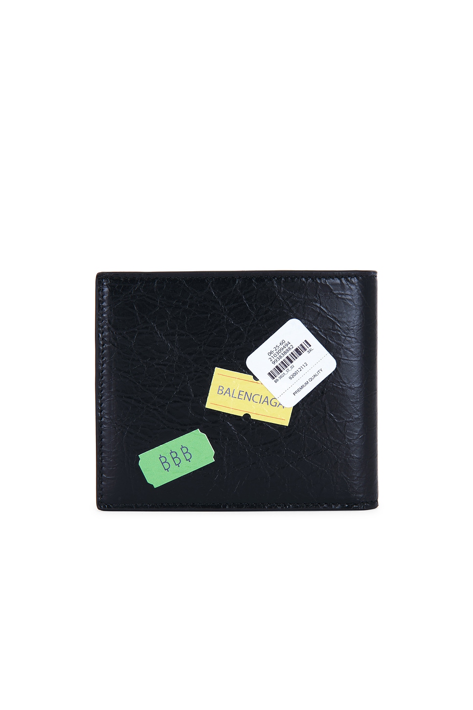 Balenciaga Sticker Square Leather Bifold Wallet In Black