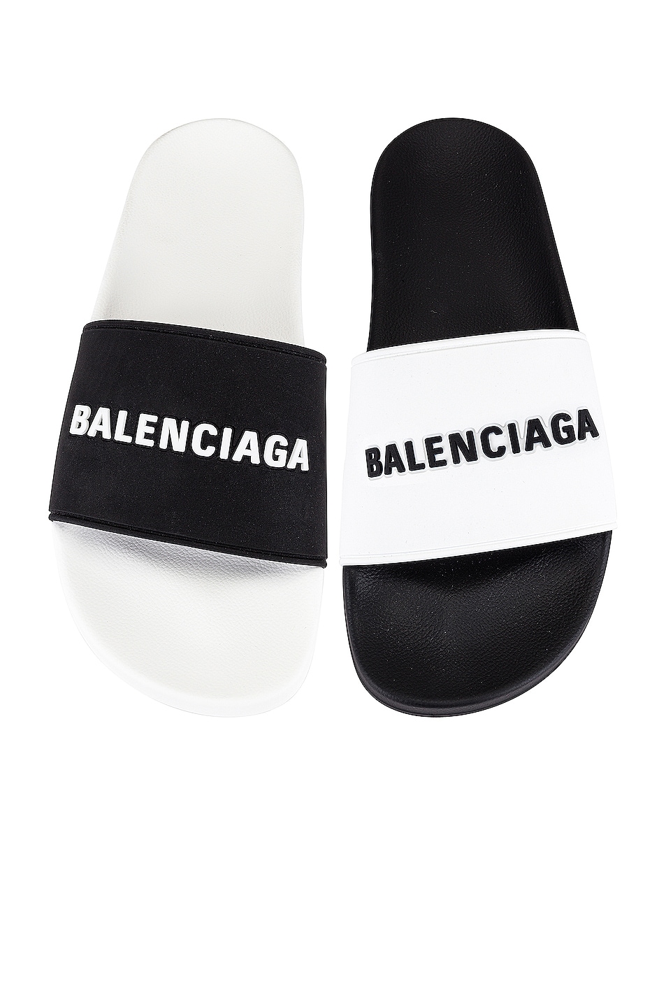 Image 1 of Balenciaga Logo Pool Slide in White & Black