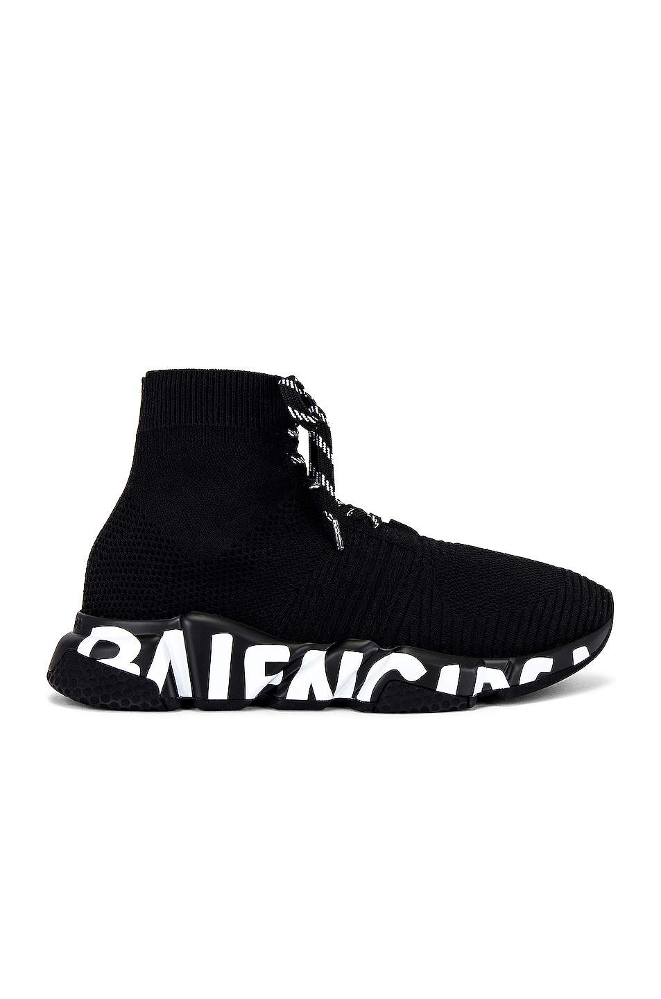 Image 1 of Balenciaga Speed Lace Up Graffiti Sneaker in Black