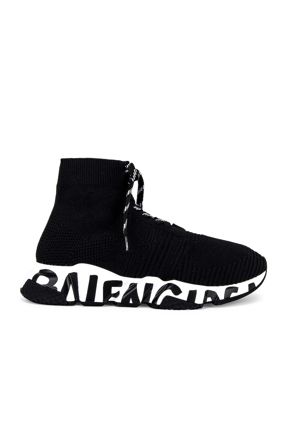 Image 1 of Balenciaga Speed Lace Up Graffiti Sneaker in Black & White