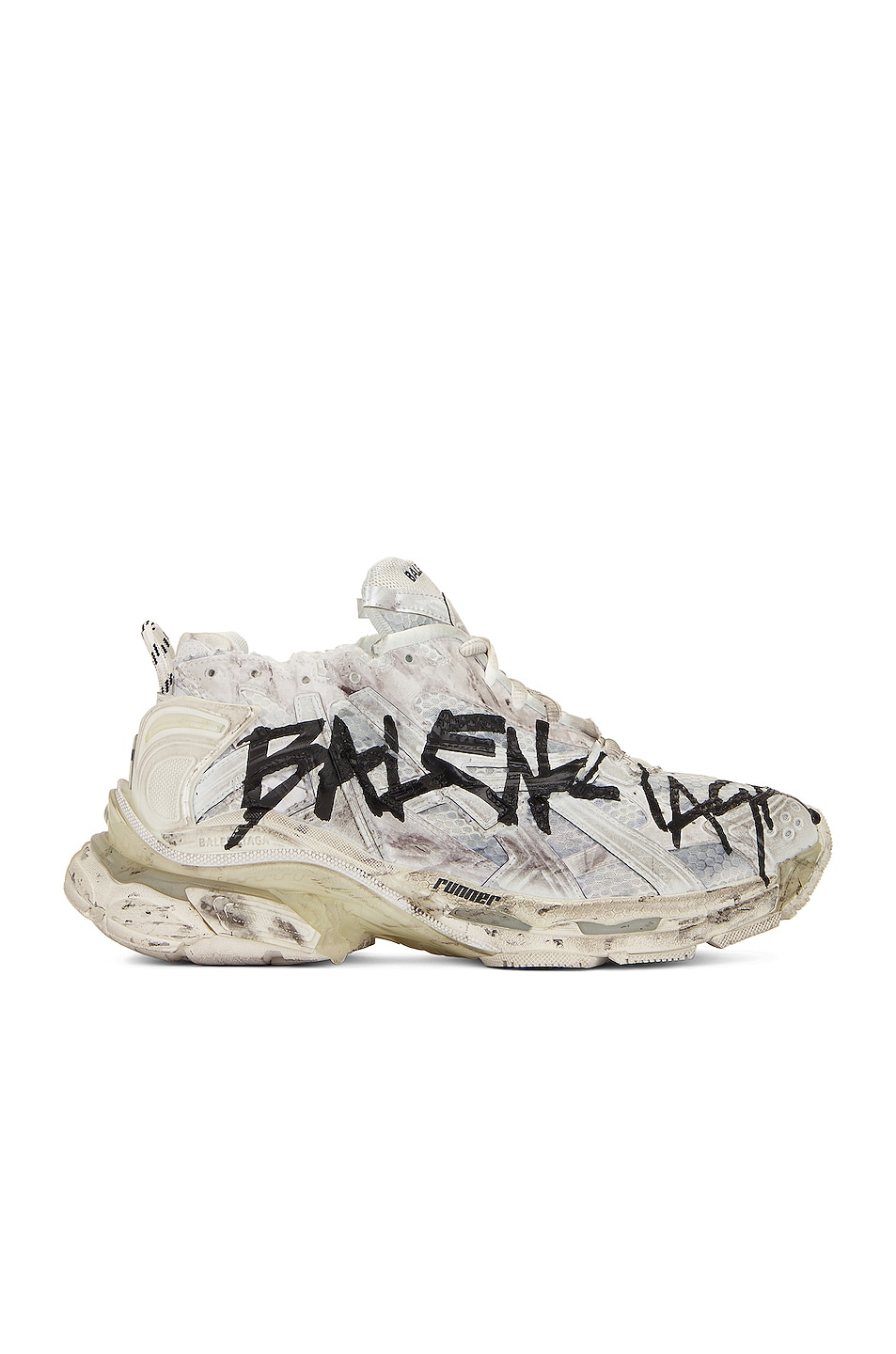 Image 1 of Balenciaga Runner Graffiti Sneaker in White & Black