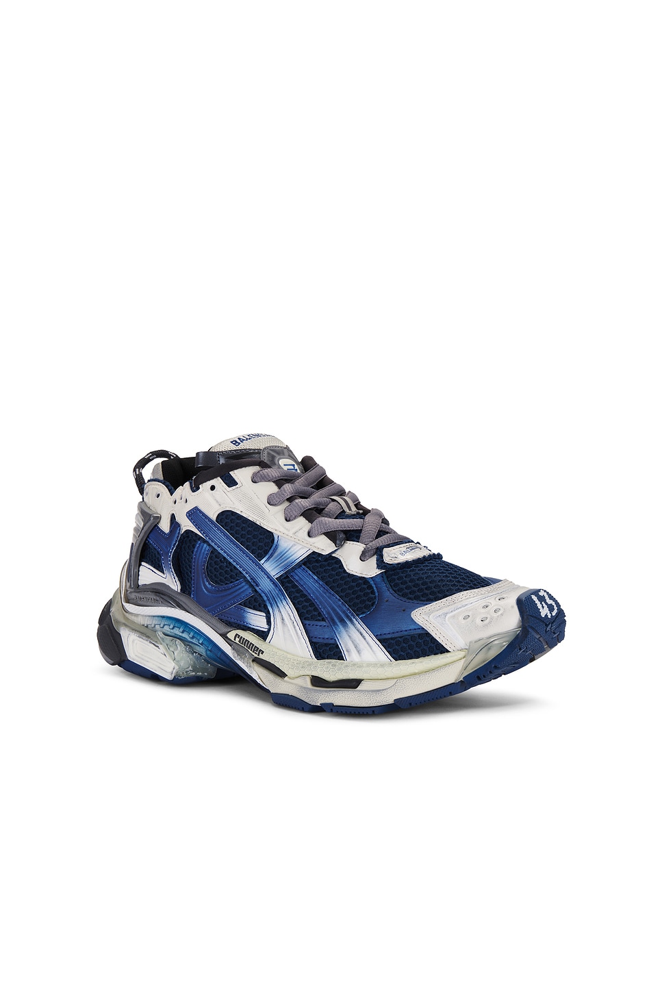 Shop Balenciaga Runner Sneakers In Beige  Navy  & Grey