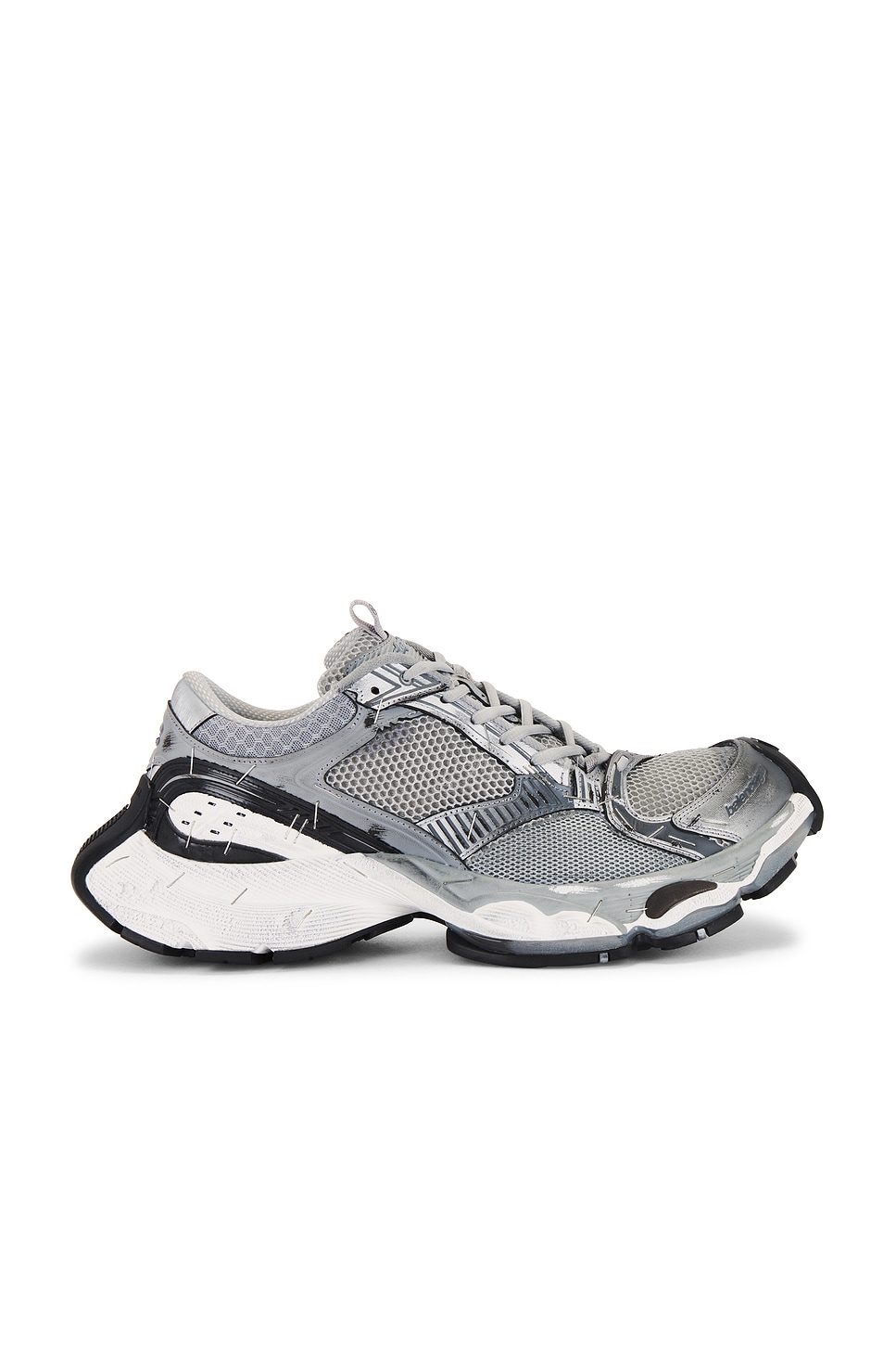 Shop Balenciaga Stapler Sneakers In Grey  Silver  Black  & White