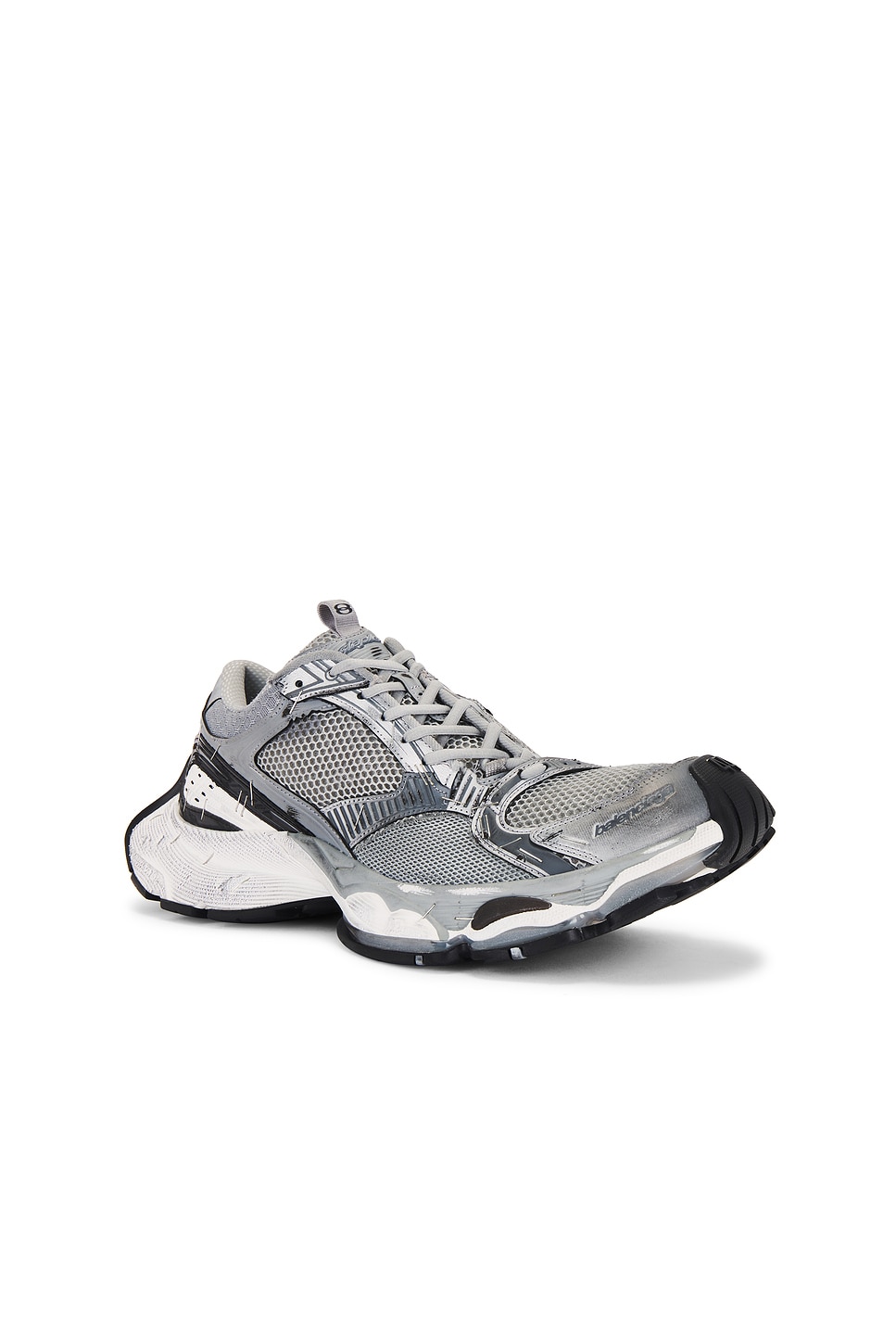 Shop Balenciaga Stapler Sneakers In Grey  Silver  Black  & White