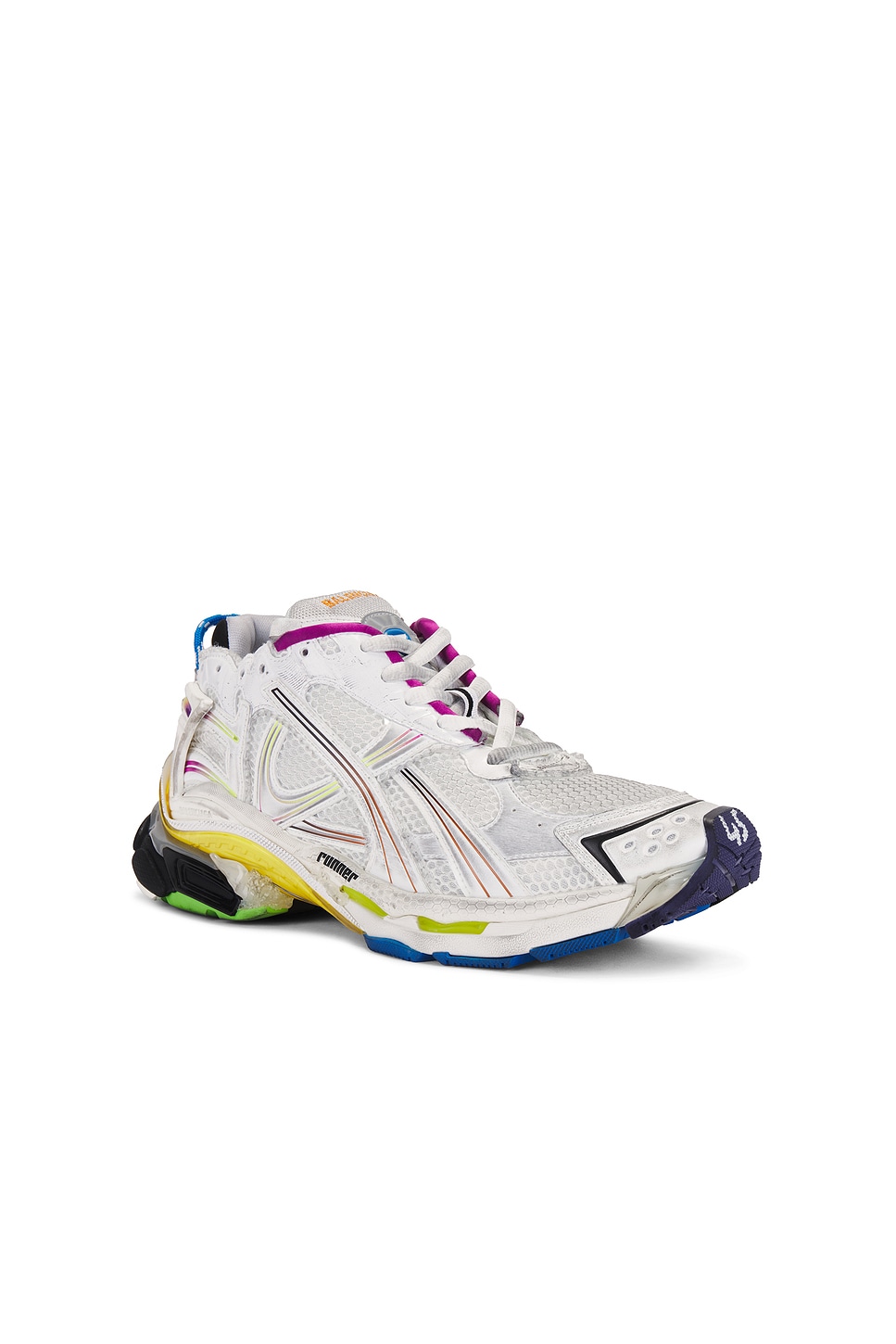 Balenciaga Men White Gradient Runner Sneakers In White & Multicolor