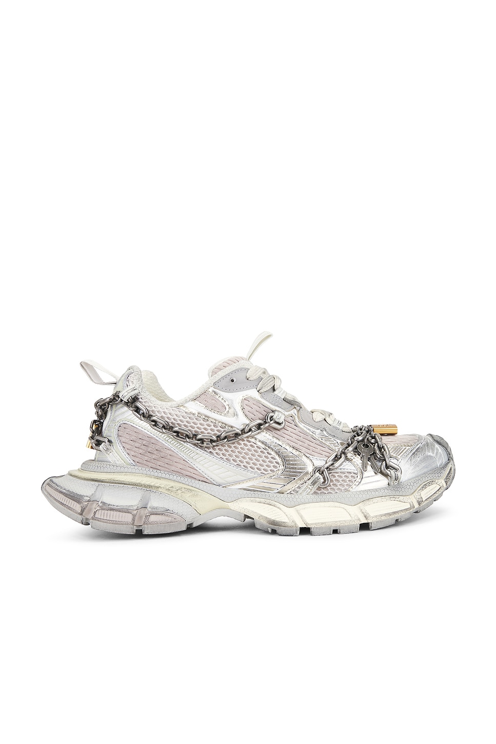 Image 1 of Balenciaga 3Xl Chain Sneakers in Eggshell, Silver, & Gold