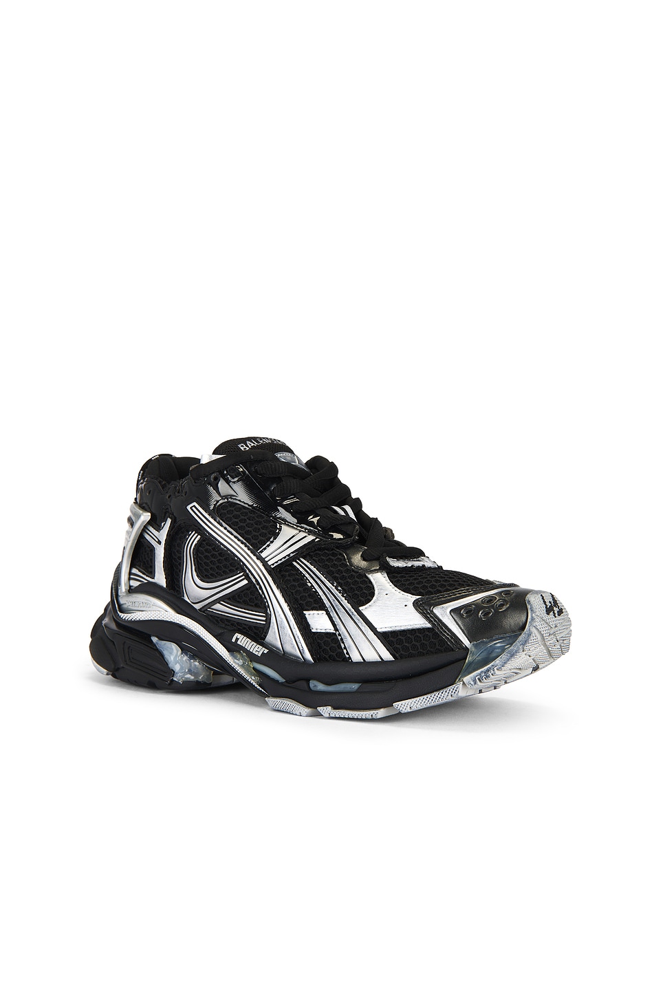 Balenciaga Mesh Runner Sneakers Embossed Size In Black