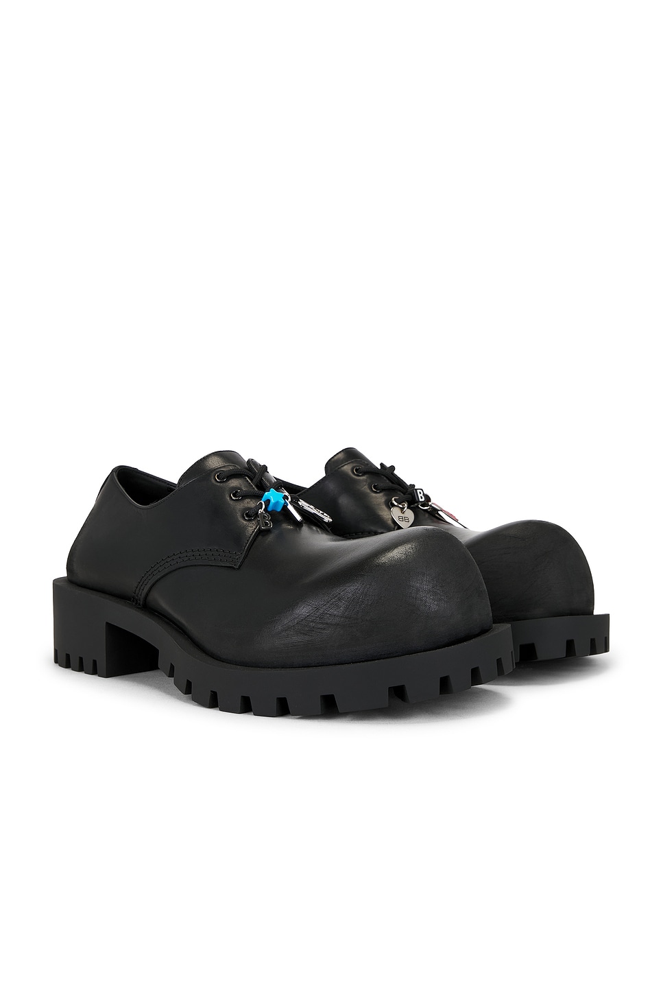 Balenciaga Black Leather Derby Hummer Lace Up Shoes In Black
