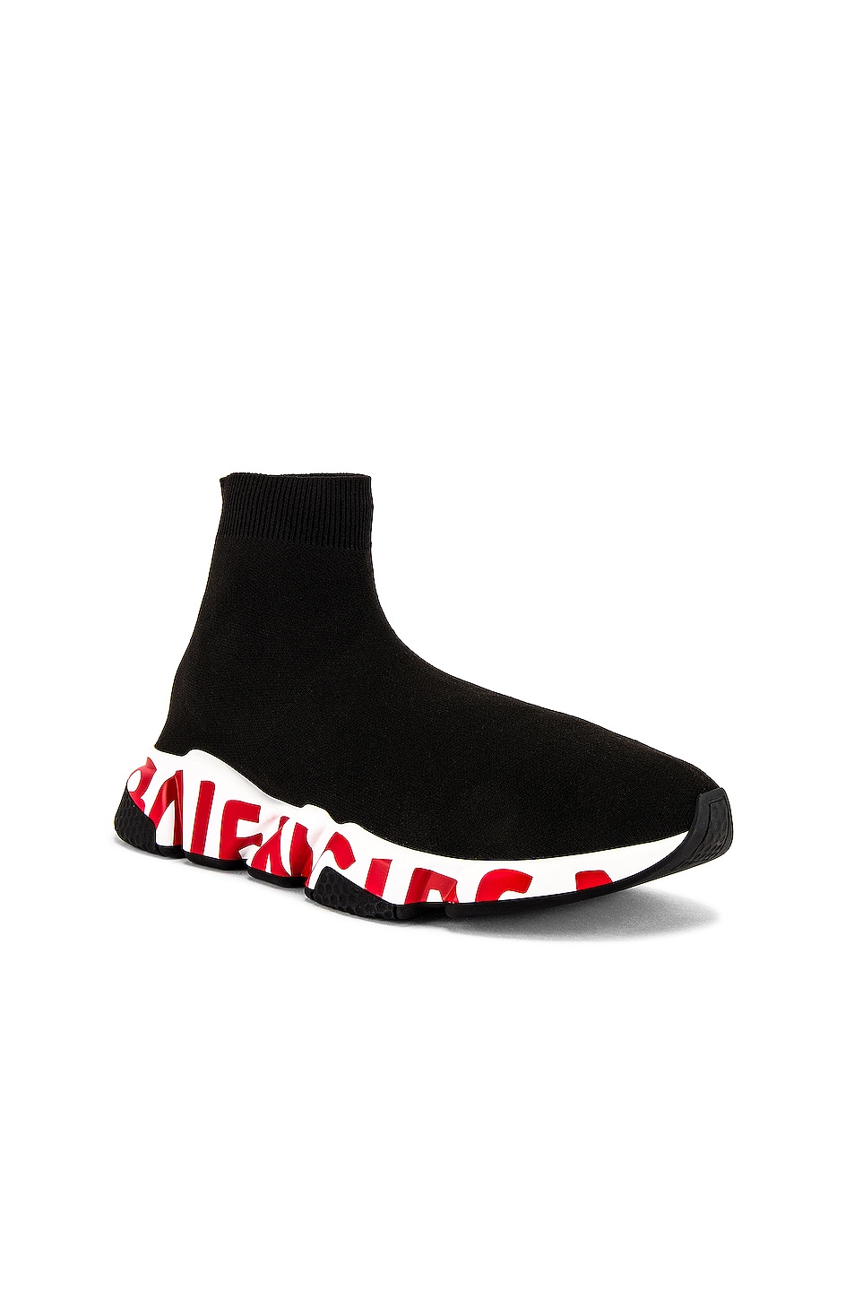 Balenciaga Speed Lt Sneaker in Black & White & Red | FWRD