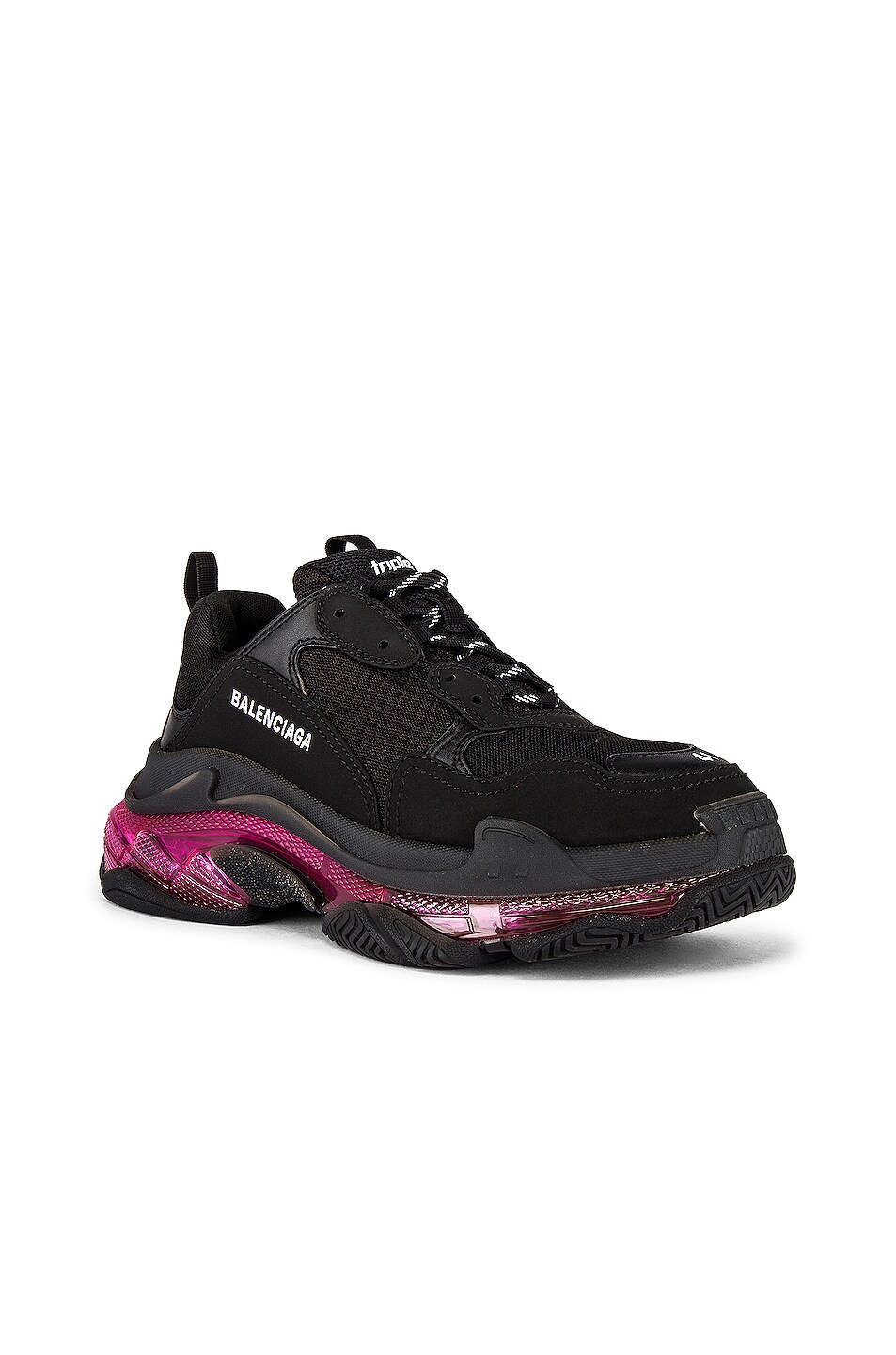 Image 1 of Balenciaga Triple S Sneaker in Black & Pink Neon