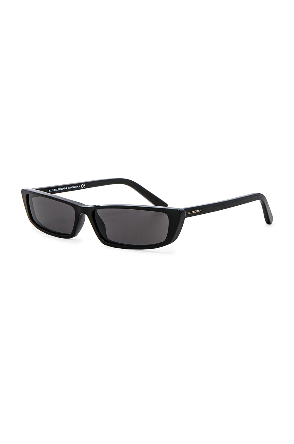 Balenciaga Narrow Cat Eye Sunglasses In Shiny Black And Smoke Lenses Fwrd 