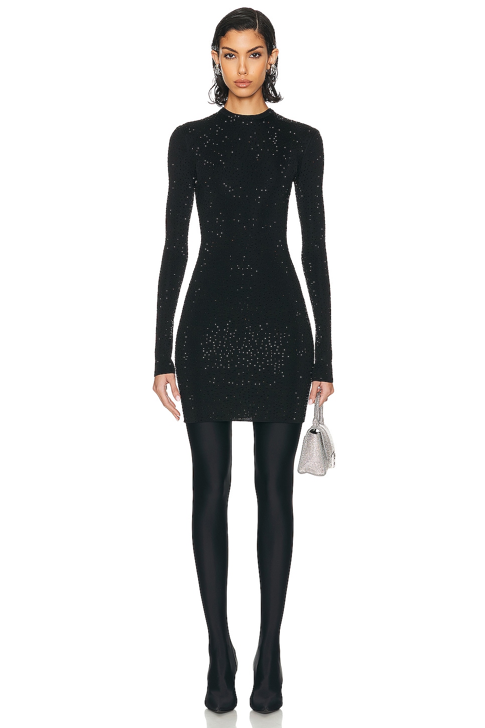 Image 1 of Balenciaga Crystal Mini Dress in Black