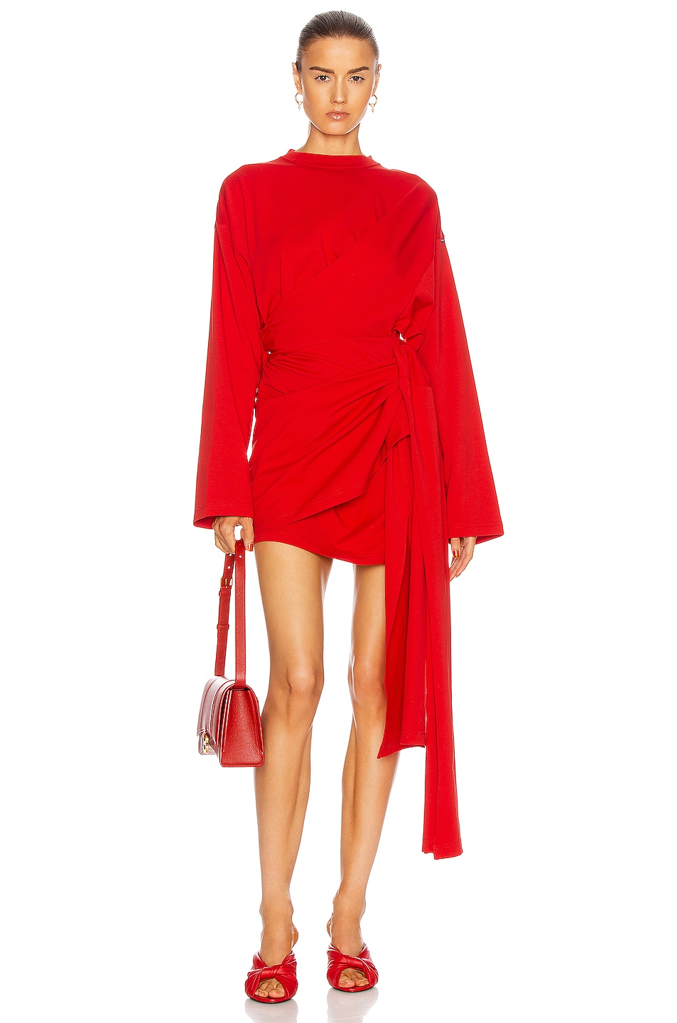 Image 1 of Balenciaga Short Wrap Dress in Red