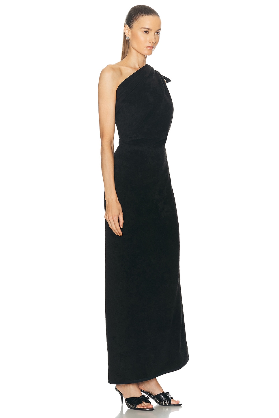 Shop Balenciaga Maxi Draped Dress In Black