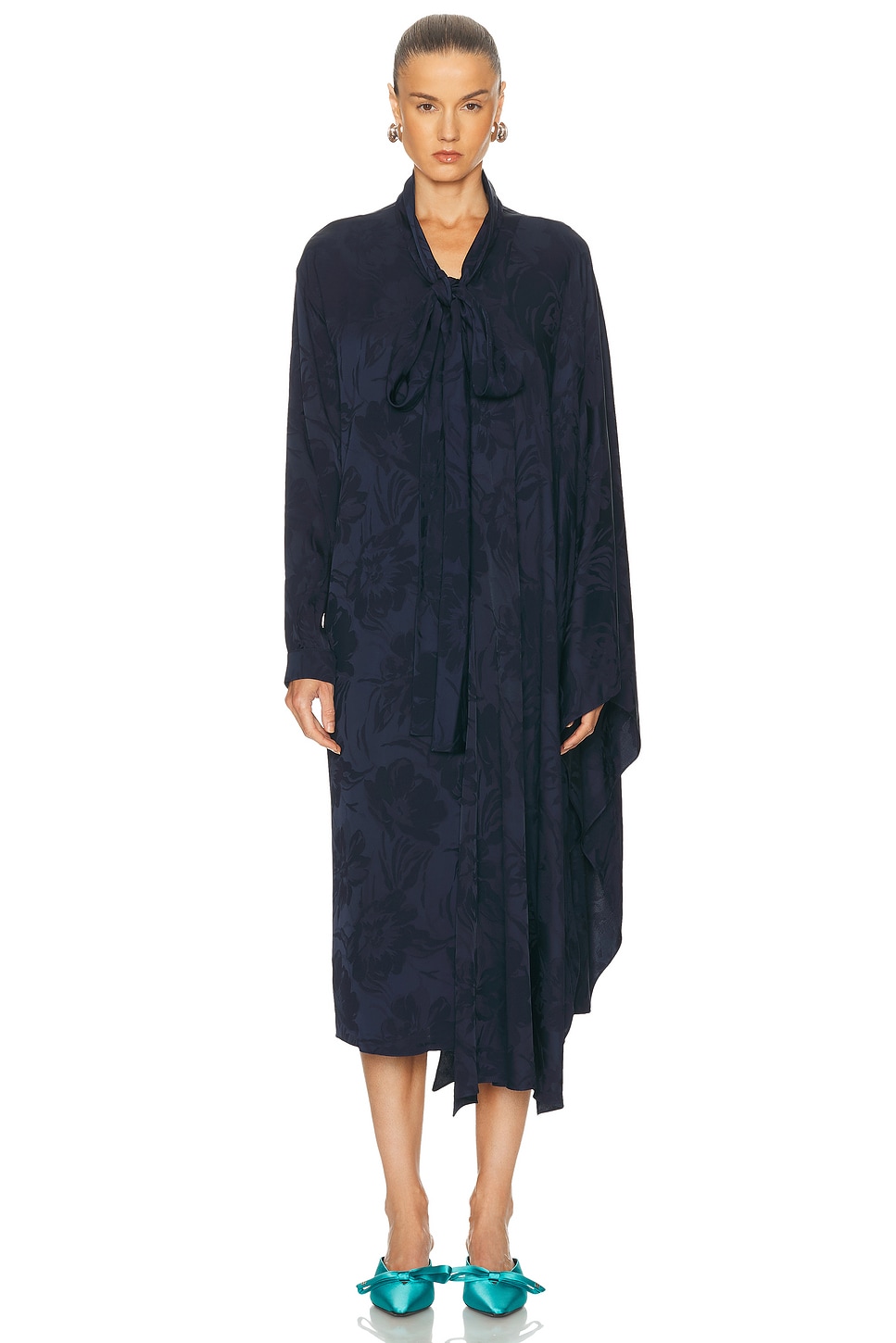 Image 1 of Balenciaga Scarf Dress in Dark Navy