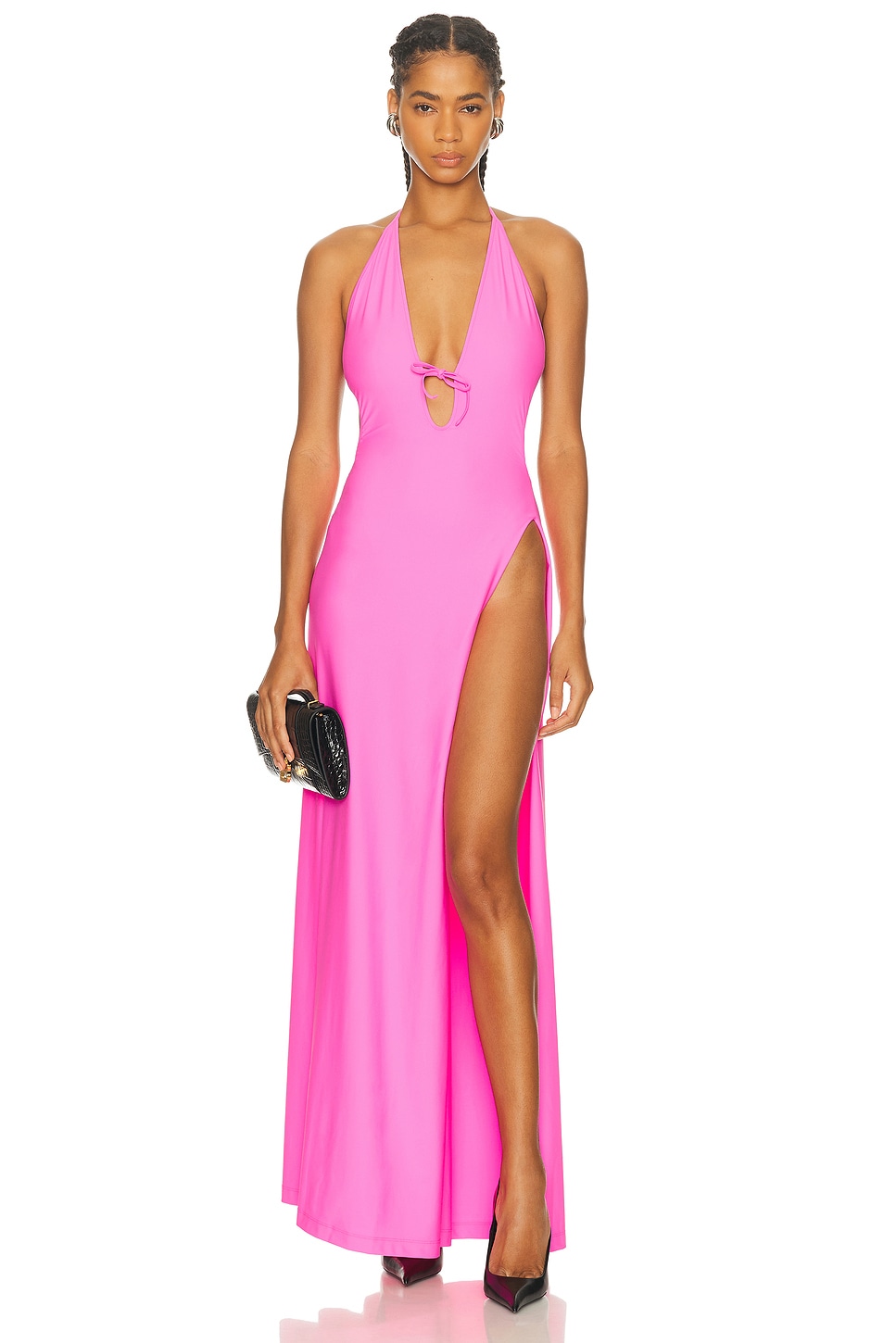 Image 1 of Balenciaga Tucked in Swimwear Dress in Neon Pink