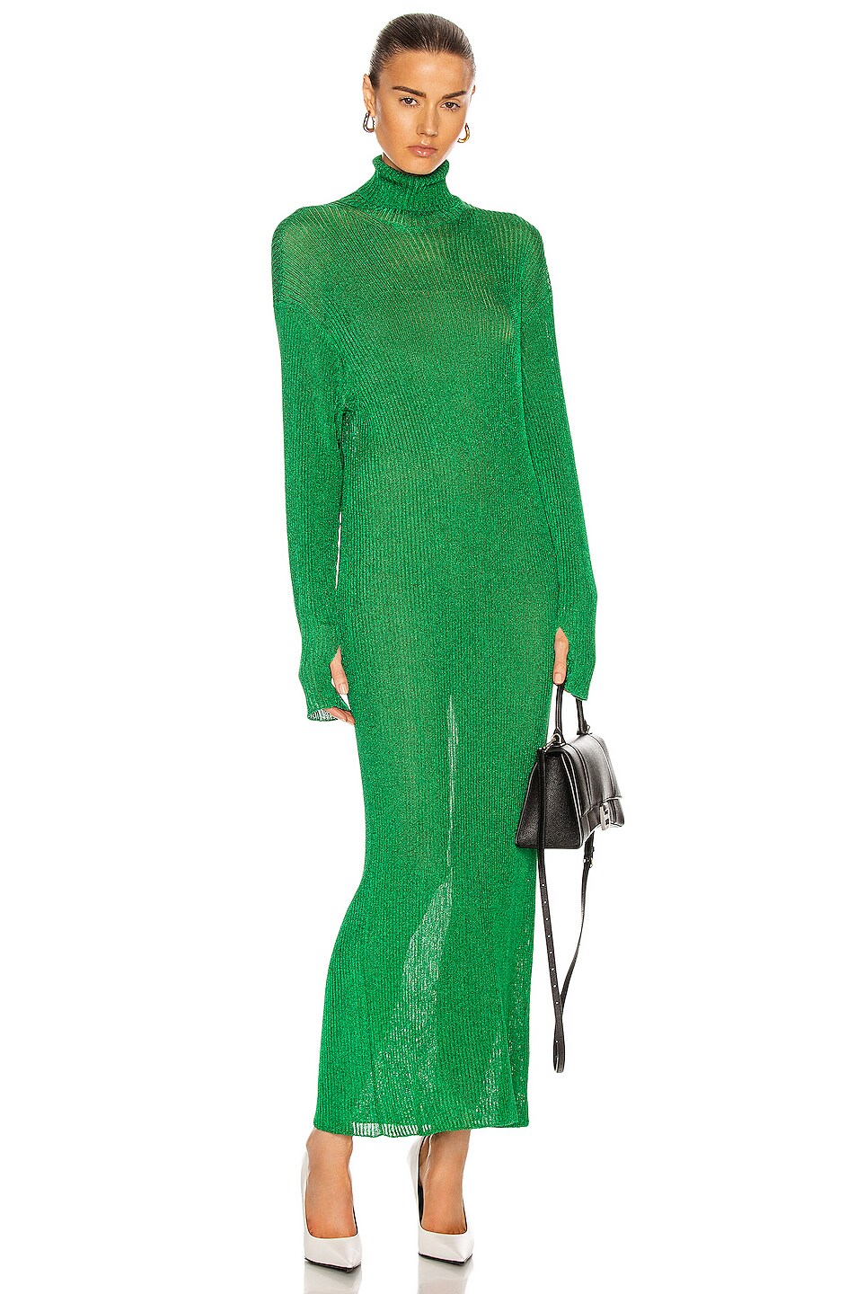 Image 1 of Balenciaga Metallic Rib Dress in Green