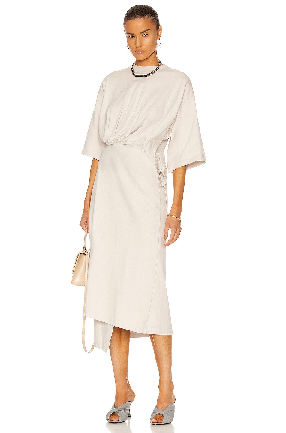 Image 1 of Balenciaga Short Sleeve Body Wrap Dress in Cement Grey