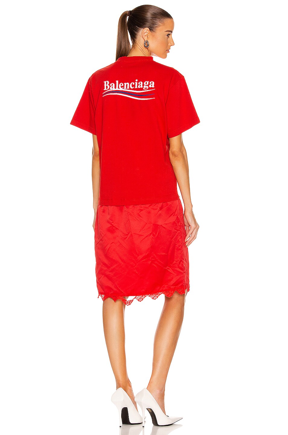 Image 1 of Balenciaga T-Shirt Slip Dress in Red & White & Blue