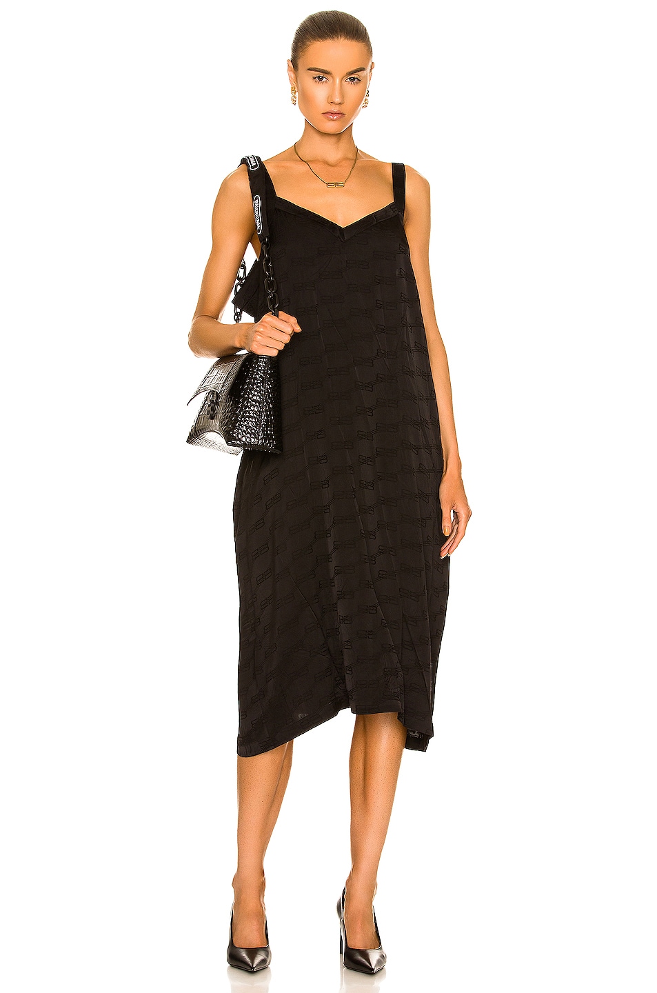 Image 1 of Balenciaga Oversized Slip Dress in Black