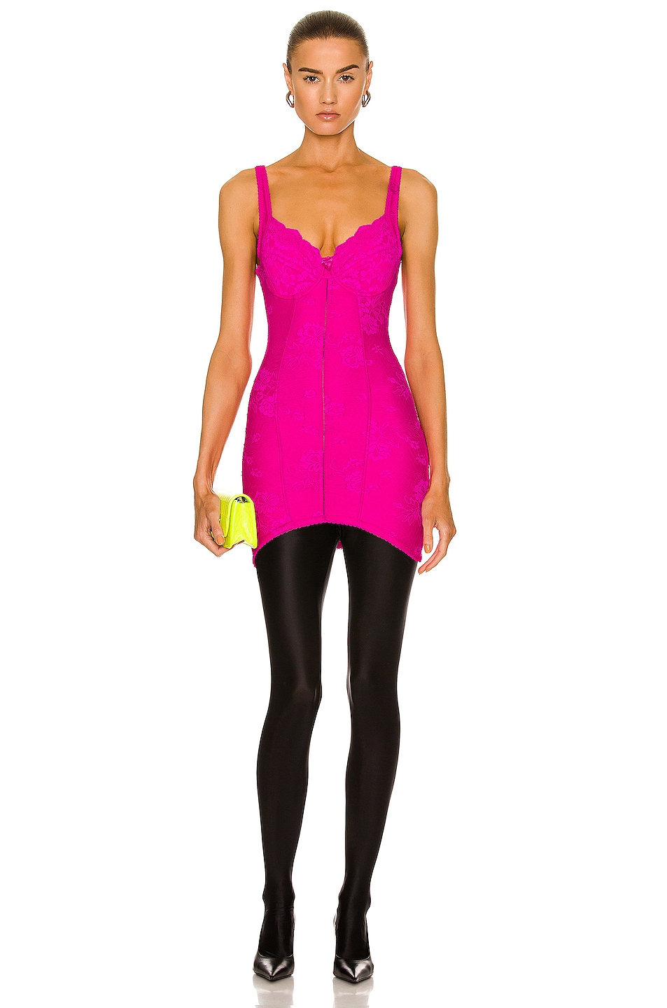 Image 1 of Balenciaga Mini Lingerie Dress in Lipstick Pink