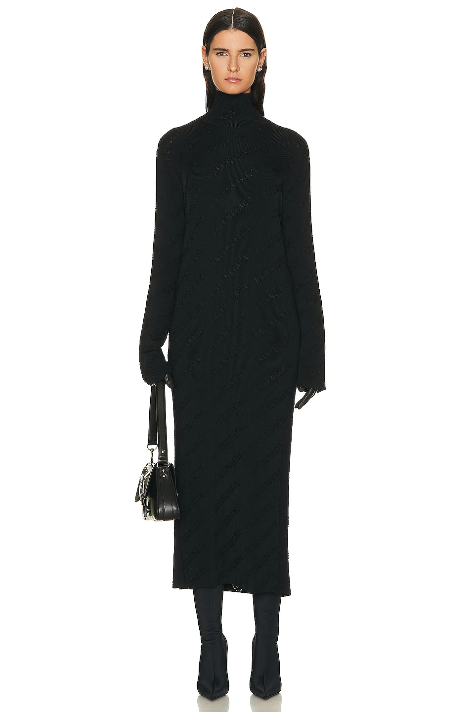 Image 1 of Balenciaga Destroyed Midi Dress in Black
