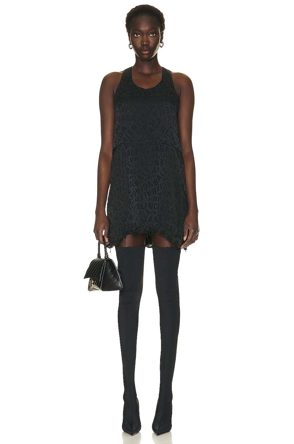 Image 1 of Balenciaga Cut Up Mini Dress in Black