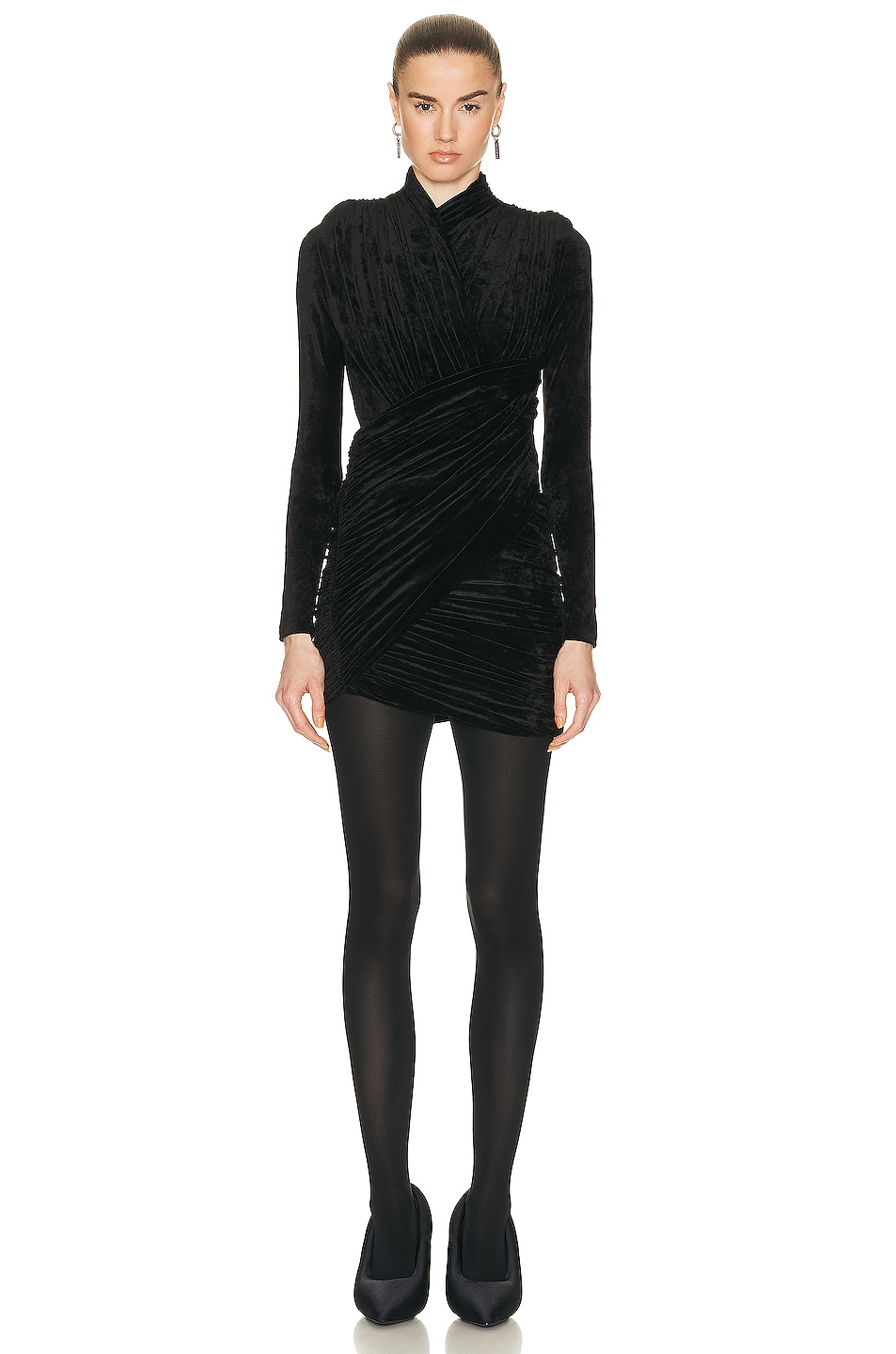 Image 1 of Balenciaga Draped Mini Dress in Black