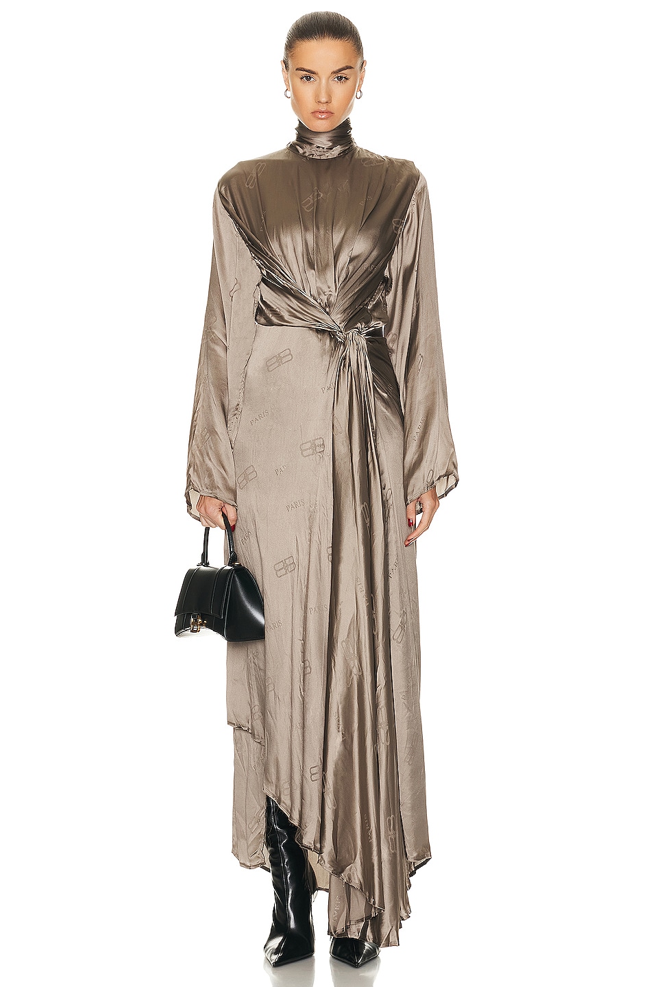 Image 1 of Balenciaga Front Drape Dress in Dark Beige