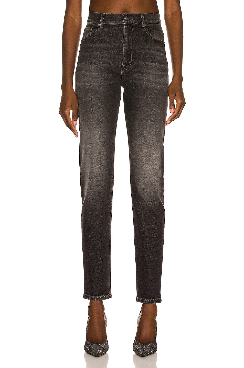 Image 1 of Balenciaga Skinny Jean in Washed Black & White