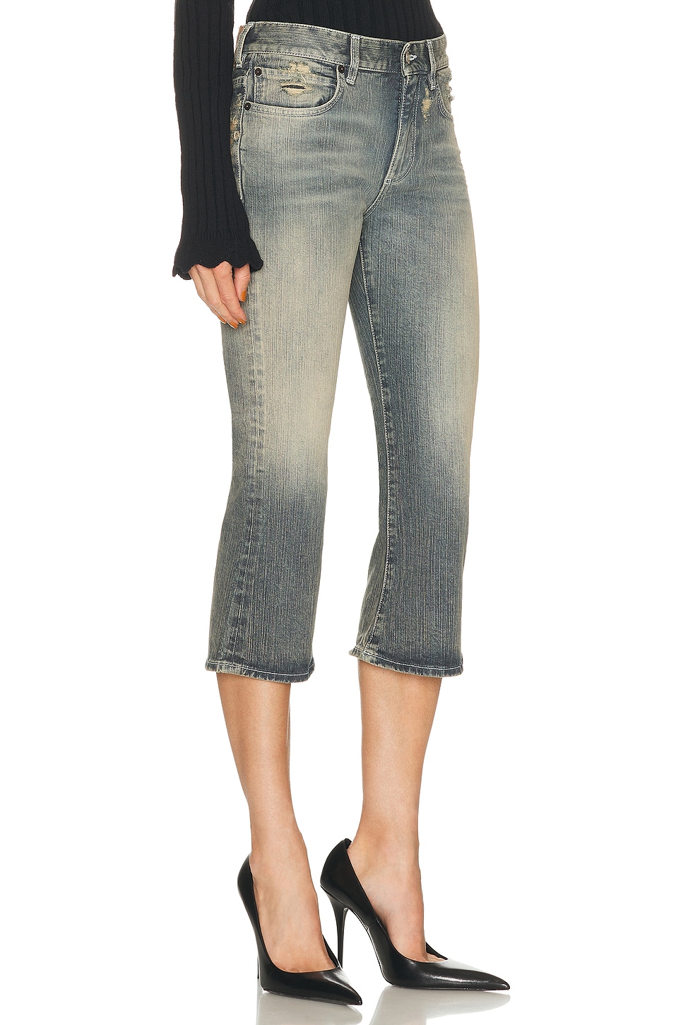Balenciaga Lace Flared Capri in Light Blue | FWRD