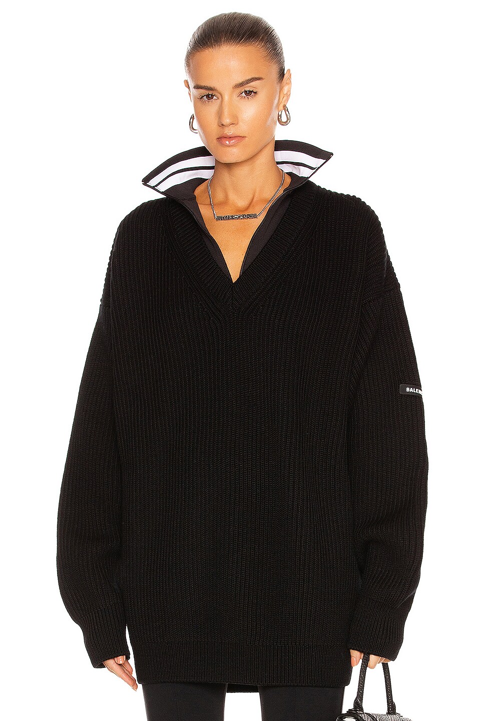 Image 1 of Balenciaga Layered V Neck Sweater in Black