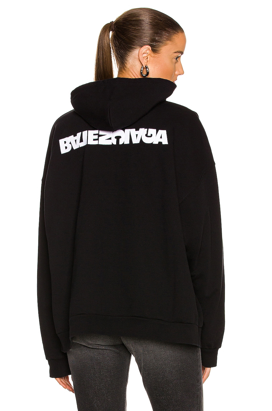 Image 1 of Balenciaga Zip Up Hoodie in Washed Black & White