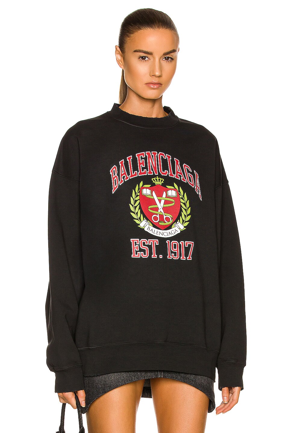 Image 1 of Balenciaga Regular Crew Neck Sweatshirt in Black & Red