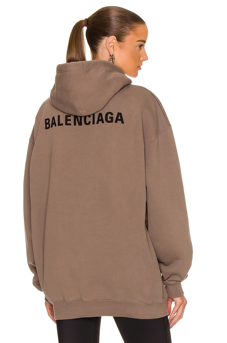 Image 1 of Balenciaga Medium Fit Hoodie in Taupe & Black