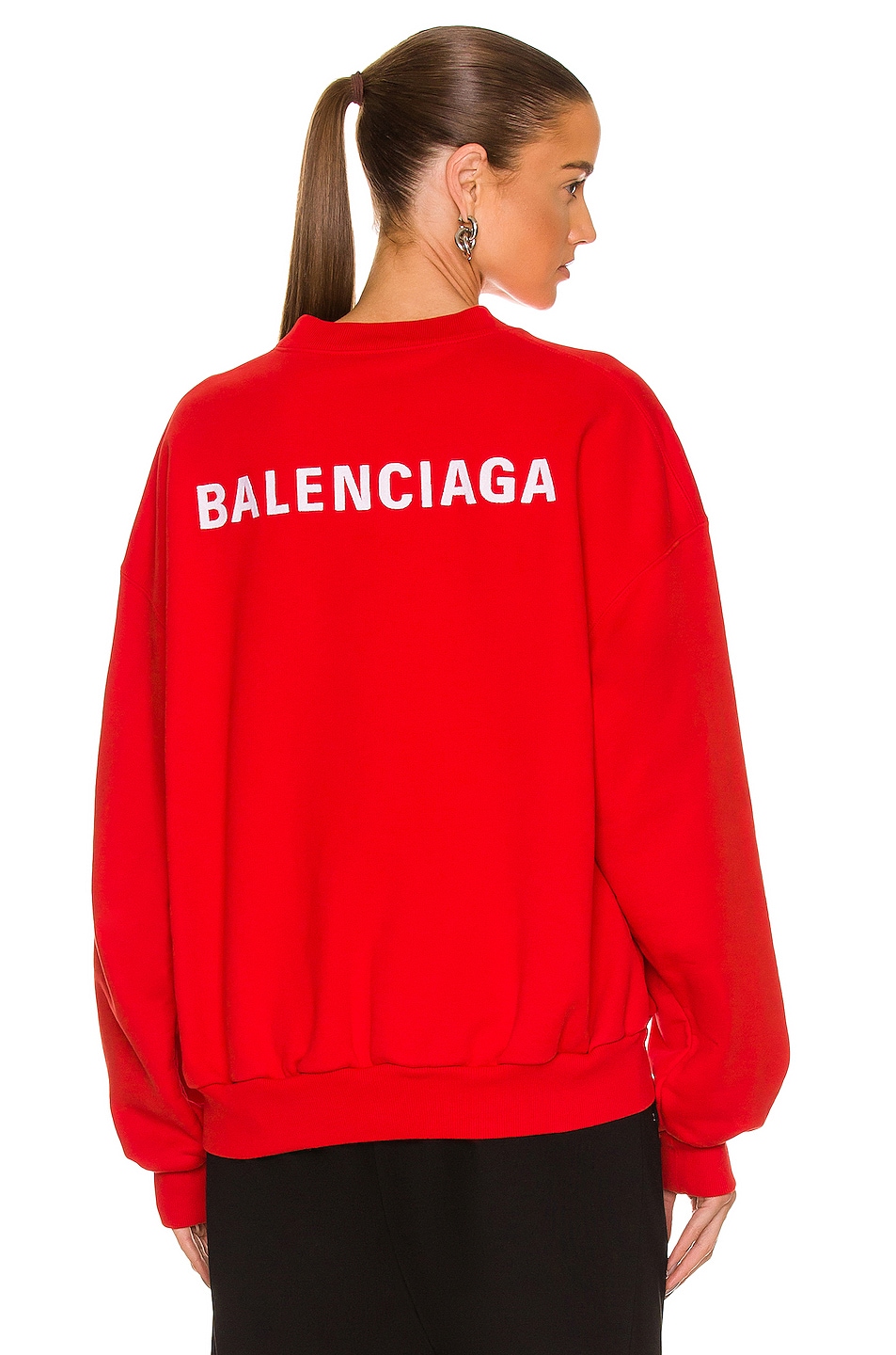 Image 1 of Balenciaga Regular Crewneck Sweatshirt in Bright Red & White