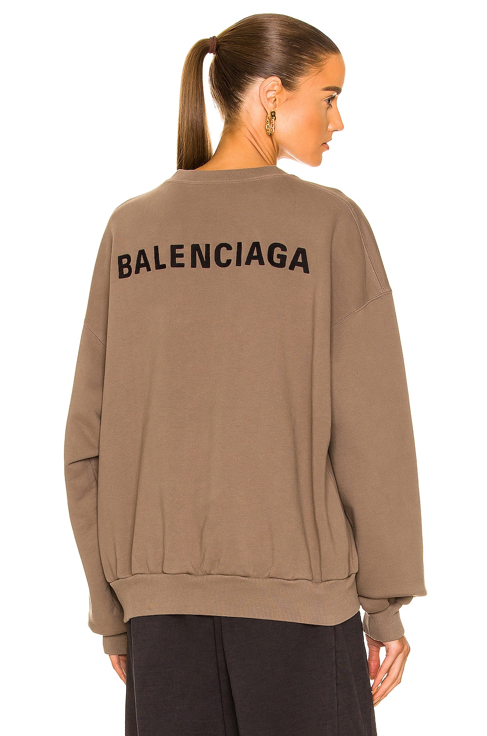 Image 1 of Balenciaga Regular Crewneck Sweatshirt in Taupe & Black