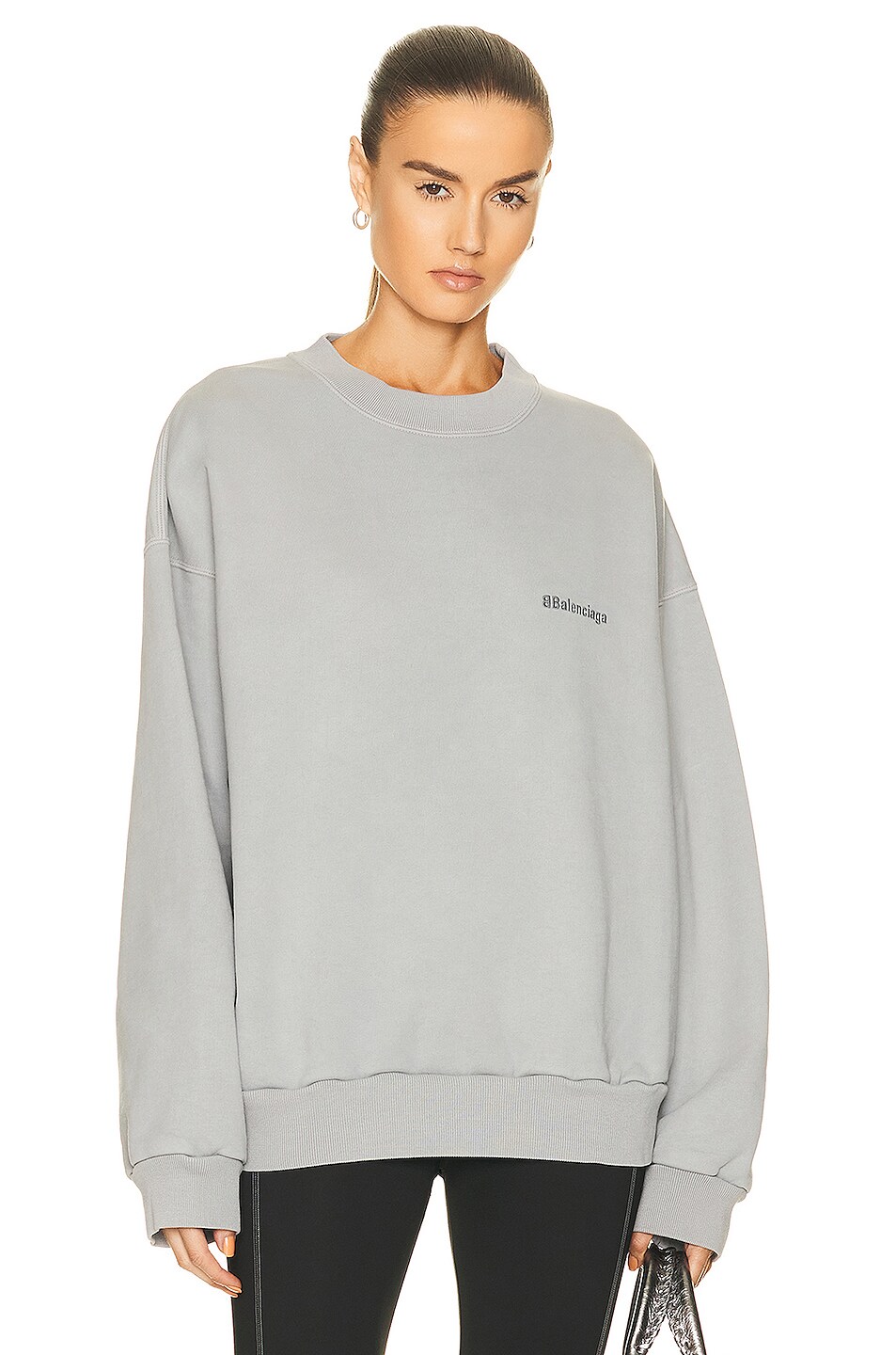 Balenciaga Regular Crewneck in Bal Grey & Dark Grey | FWRD