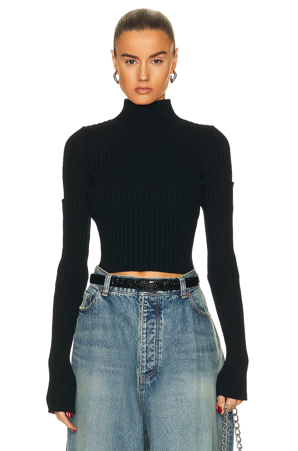 Balenciaga Cut Up Sweater in Navy | FWRD