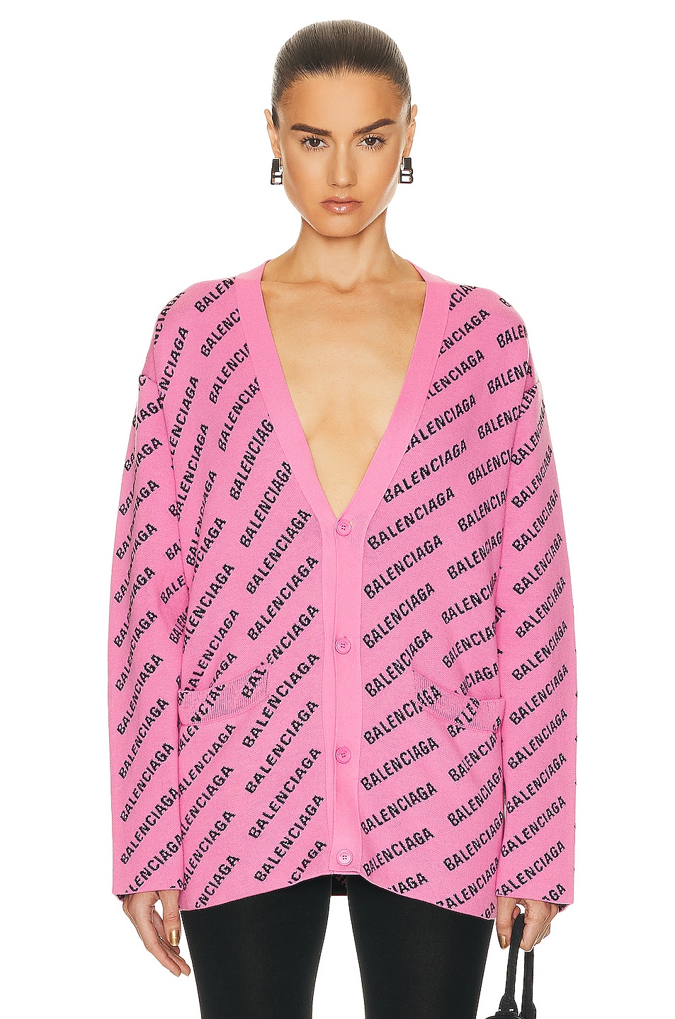 Image 1 of Balenciaga All Over Cardigan in Pink & Black
