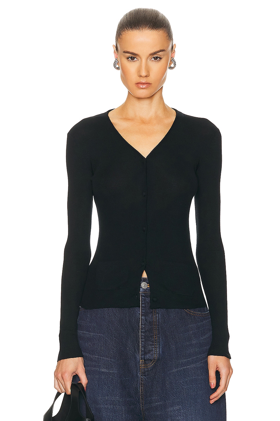 Image 1 of Balenciaga Cashmere Fitted Cardigan in Black